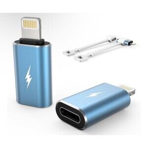 TechMatte 2 Pack USB C to Lightning Adapter Blue w/ Anti-loss holders